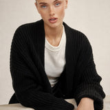 Elowen Soft Knit Cardi — Black, banana_republic product shot