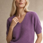 Elysian V-Neck Knit Top — Purple, banana_republic product shot