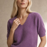 Elysian V-Neck Knit Top — Purple, banana_republic product shot