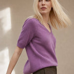 Elysian V-Neck Knit Top — Purple, banana_republic product shot