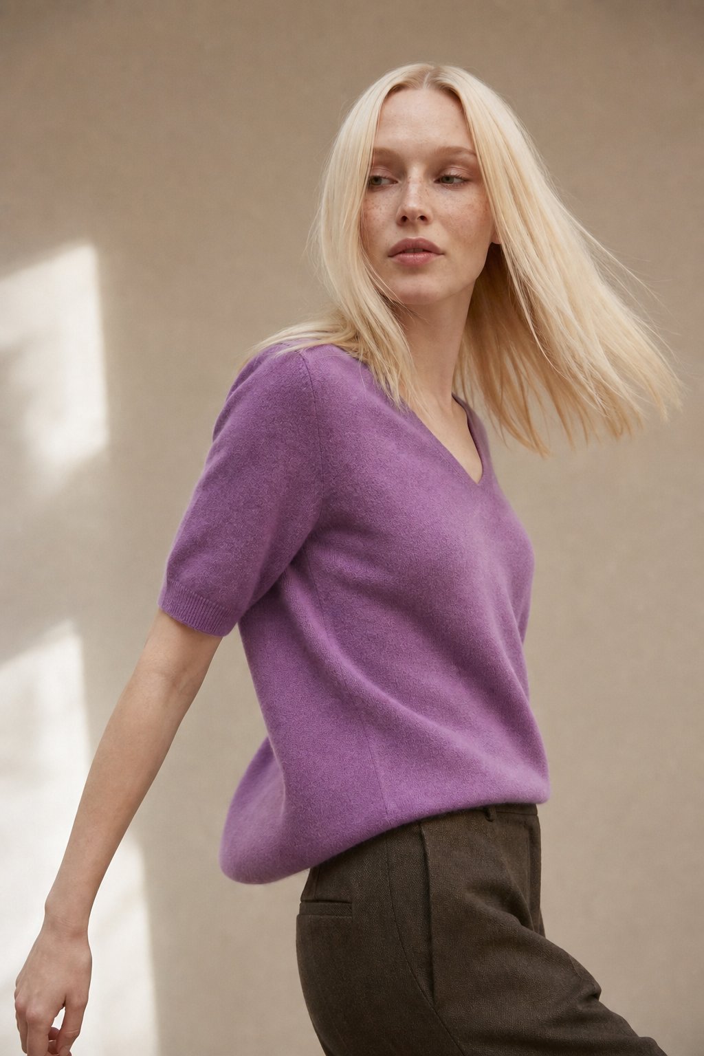 Elysian V-Neck Knit Top — Purple, banana_republic product shot