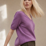 Elysian V-Neck Knit Top — Purple, banana_republic product shot