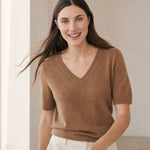 Elysian V-Neck Knit Top — Khaki, banana_republic product shot