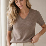 Elysian V-Neck Knit Top — Camel, banana_republic product shot