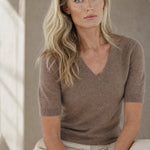 Elysian V-Neck Knit Top — Camel, banana_republic product shot
