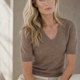 Elysian V-Neck Knit Top — Camel, banana_republic product shot