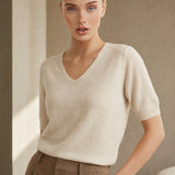 Elysian V-Neck Knit Top — Ivory, banana_republic product shot