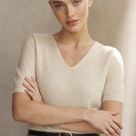 Elysian V-Neck Knit Top — Ivory, banana_republic product shot