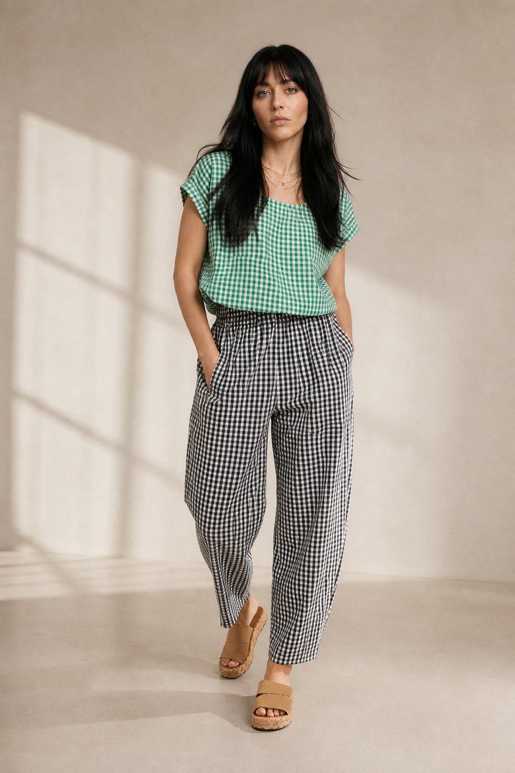 Evangeline Lynn Lounge Pants — Checkered, banana_republic product shot