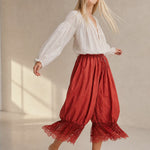 Eve Lace Lantern Pants — Red, banana_republic product shot