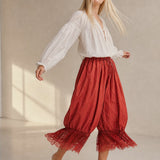 Eve Lace Lantern Pants — Red, banana_republic product shot