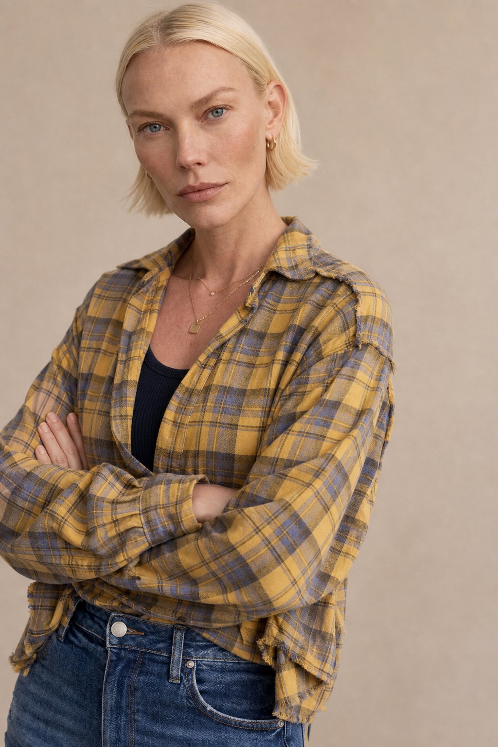 Evergreen Valley Plaid Flannel — Yellow, banana_republic product shot