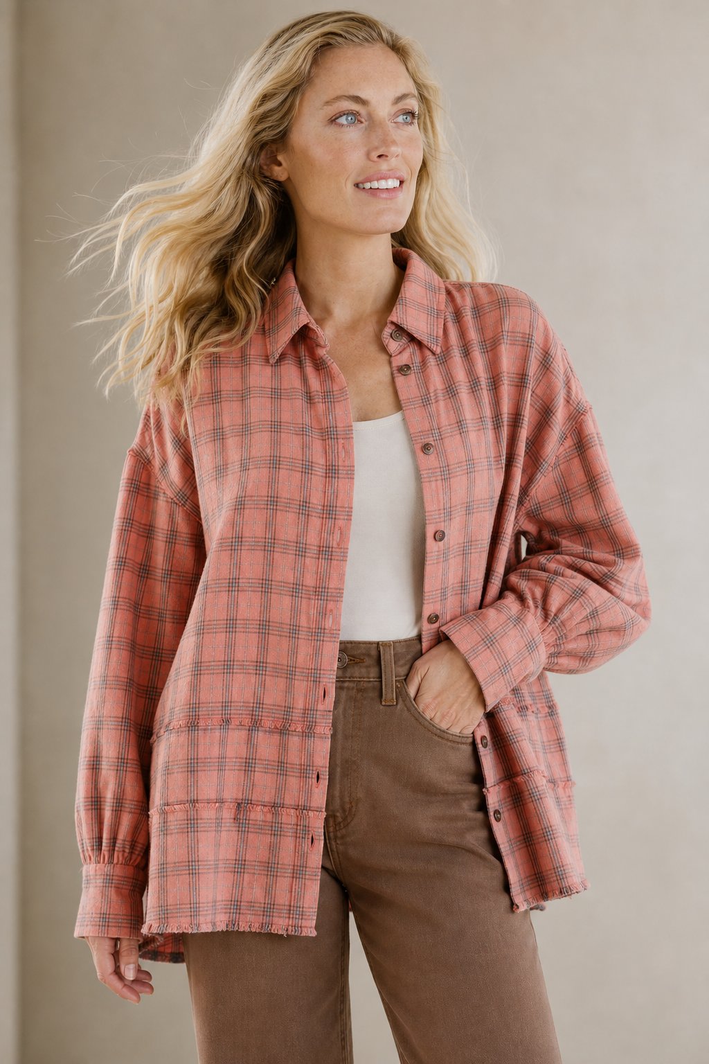 Evergreen Valley Plaid Flannel — Pink, banana_republic product shot