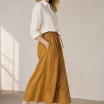 Everly 100% Linen Skirt — Yellow, banana_republic product shot