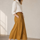 Everly 100% Linen Skirt — Yellow, banana_republic product shot
