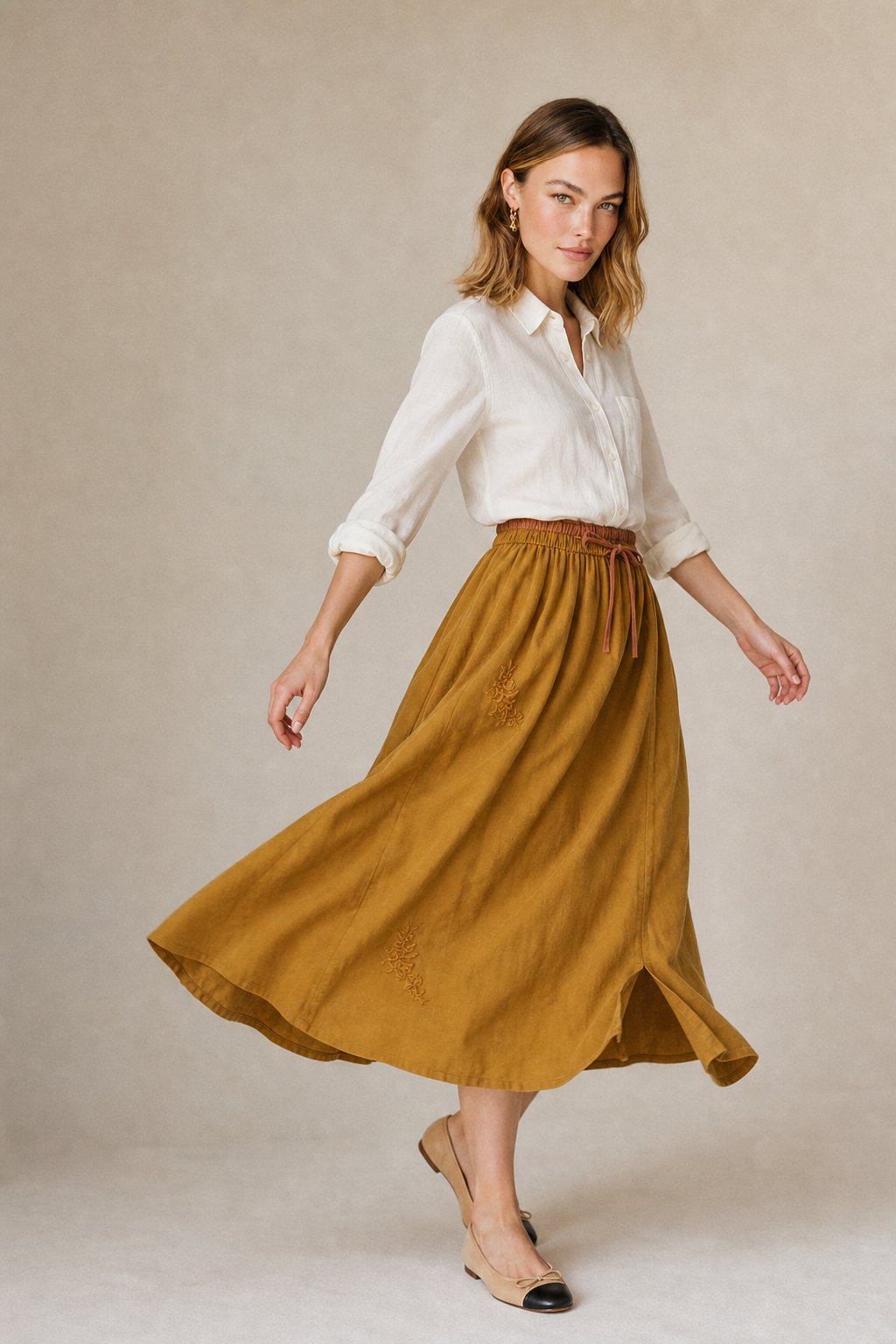 Everly 100% Linen Skirt — Yellow, banana_republic product shot
