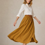Everly 100% Linen Skirt — Yellow, banana_republic product shot