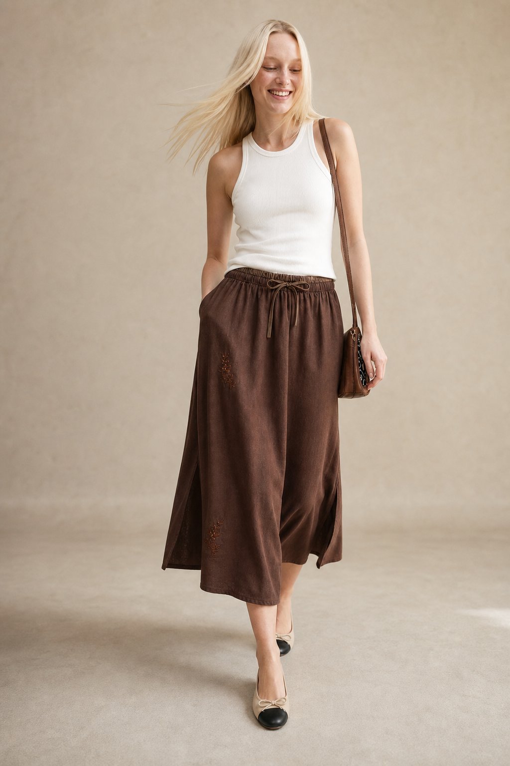Everly 100% Linen Skirt — Coffee, banana_republic product shot