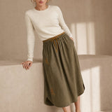 Everly 100% Linen Skirt — Khaki, banana_republic product shot