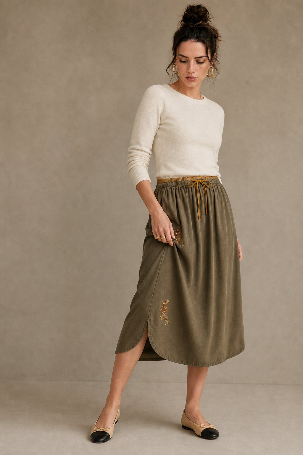 Everly 100% Linen Skirt — Khaki, banana_republic product shot