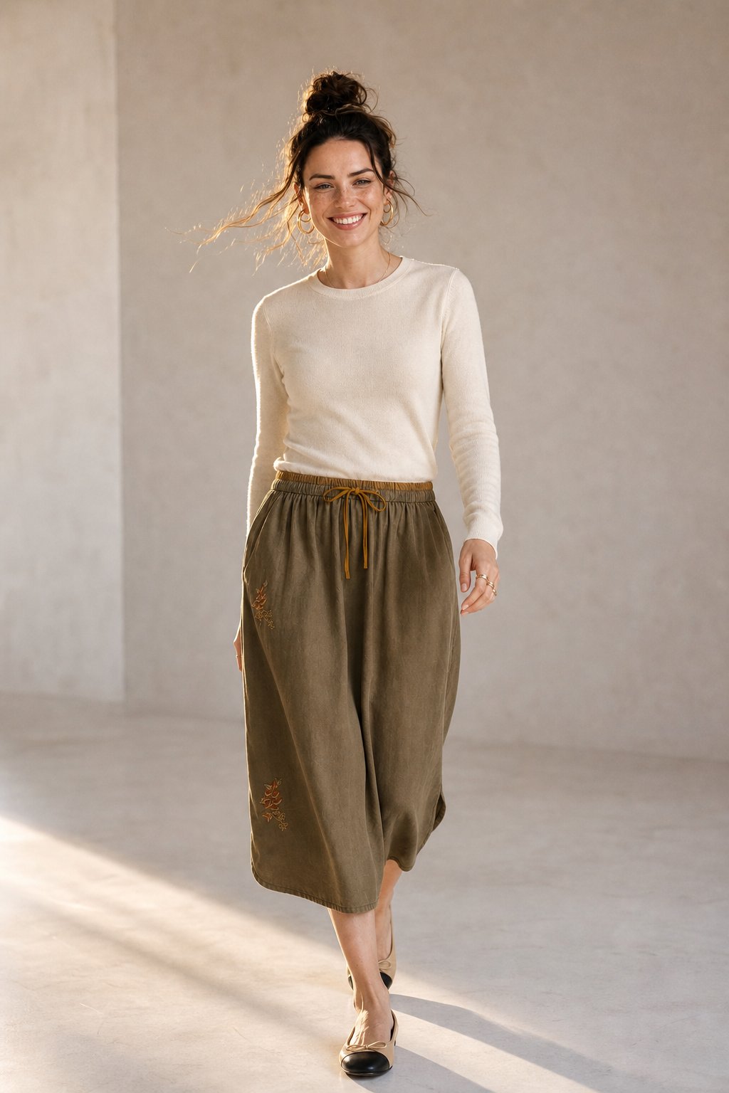 Everly 100% Linen Skirt — Khaki, banana_republic product shot