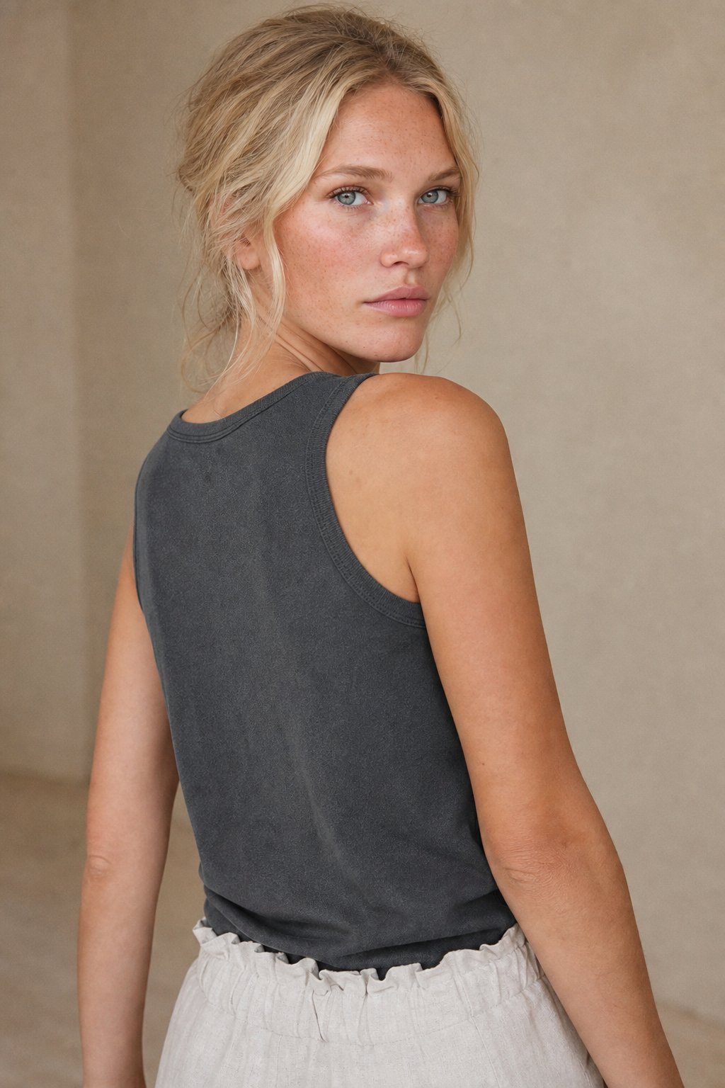 Everyday Cotton Tank Top — Gray, banana_republic product shot