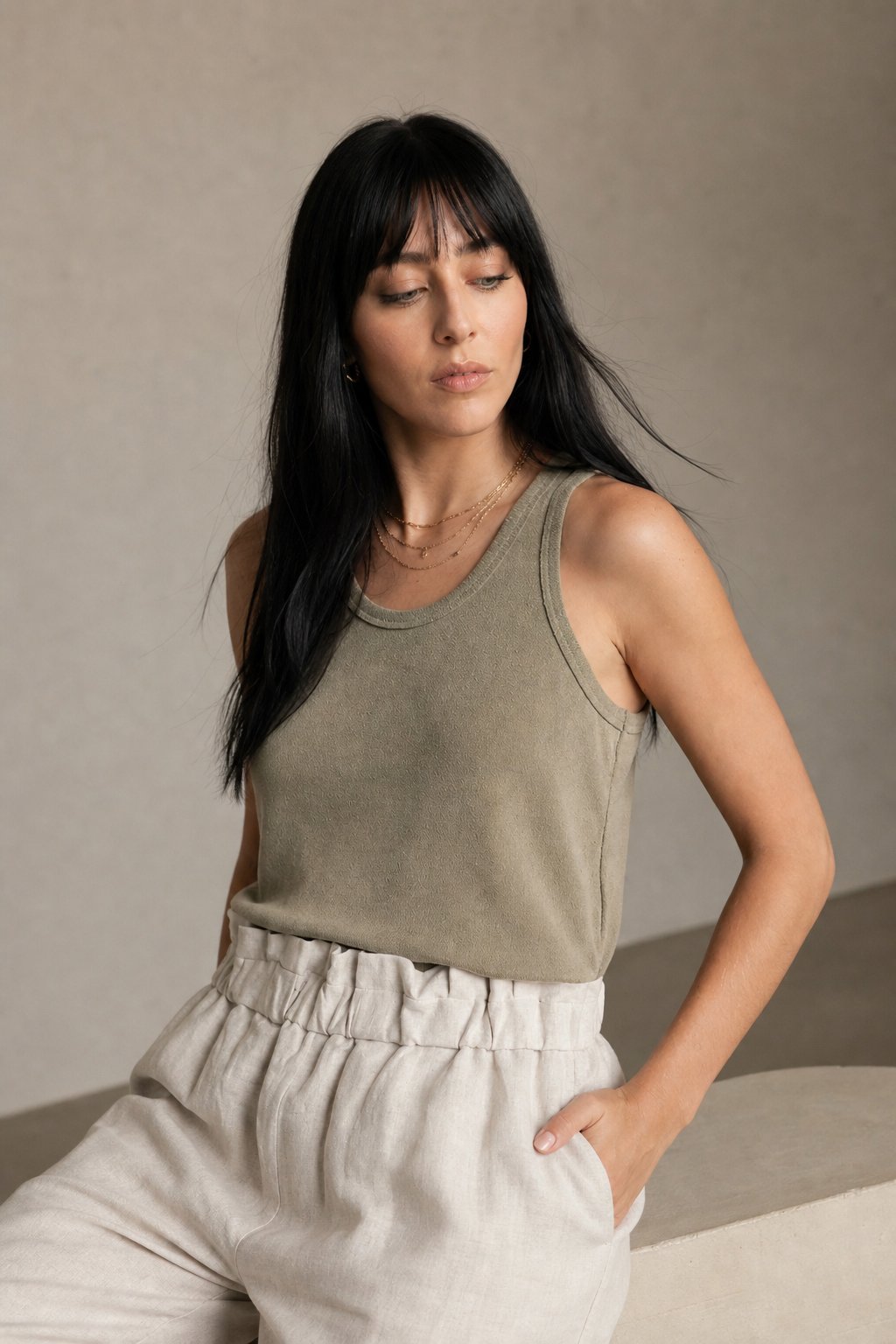 Everyday Cotton Tank Top — Lime, banana_republic product shot