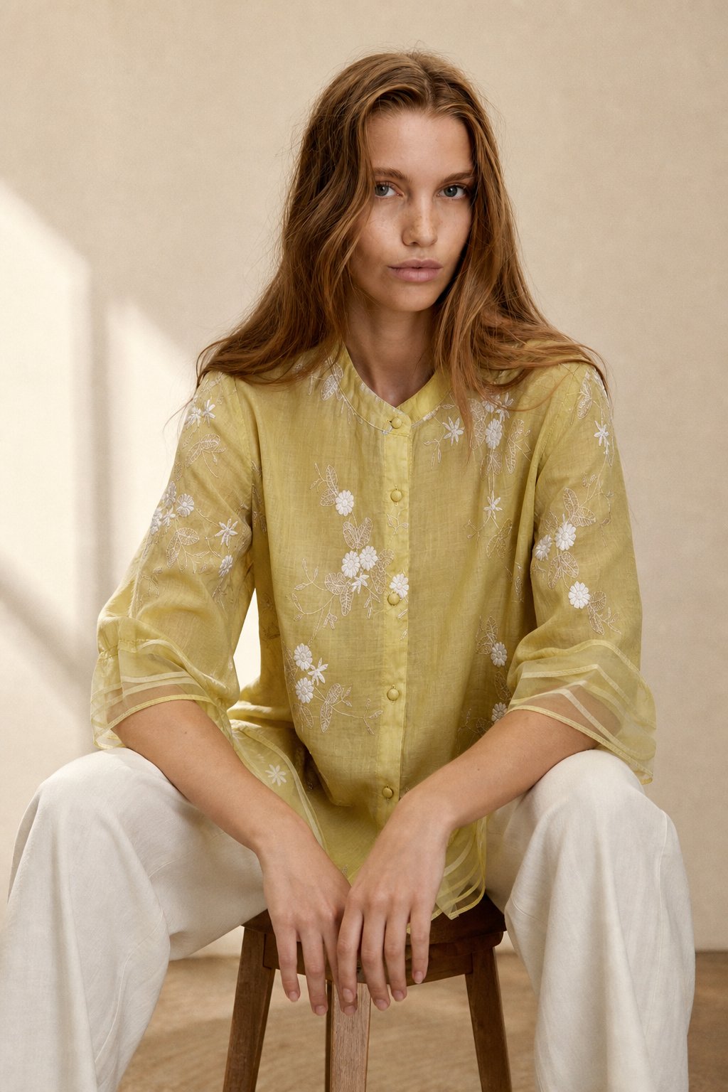 Evienne Cotton Blouse — Yellow, banana_republic product shot