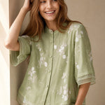 Evienne Cotton Blouse — Lime, banana_republic product shot
