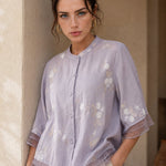 Evienne Cotton Blouse — Lavender, banana_republic product shot
