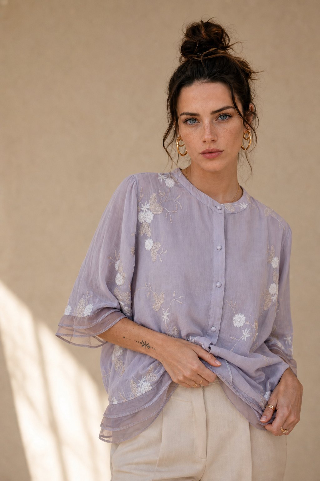 Evienne Cotton Blouse — Lavender, banana_republic product shot