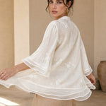 Evienne Cotton Blouse — Ivory, banana_republic product shot