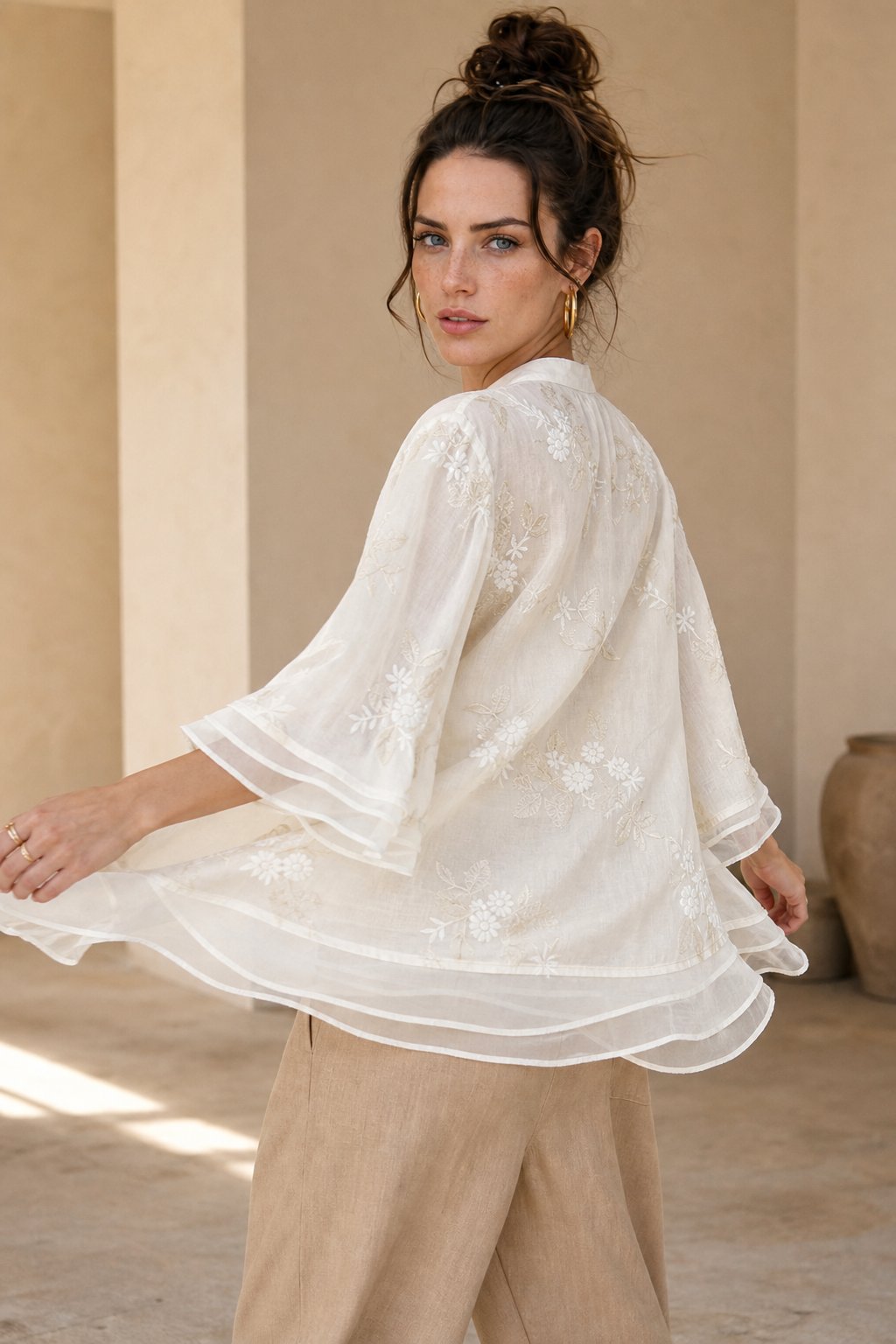 Evienne Cotton Blouse — Ivory, banana_republic product shot