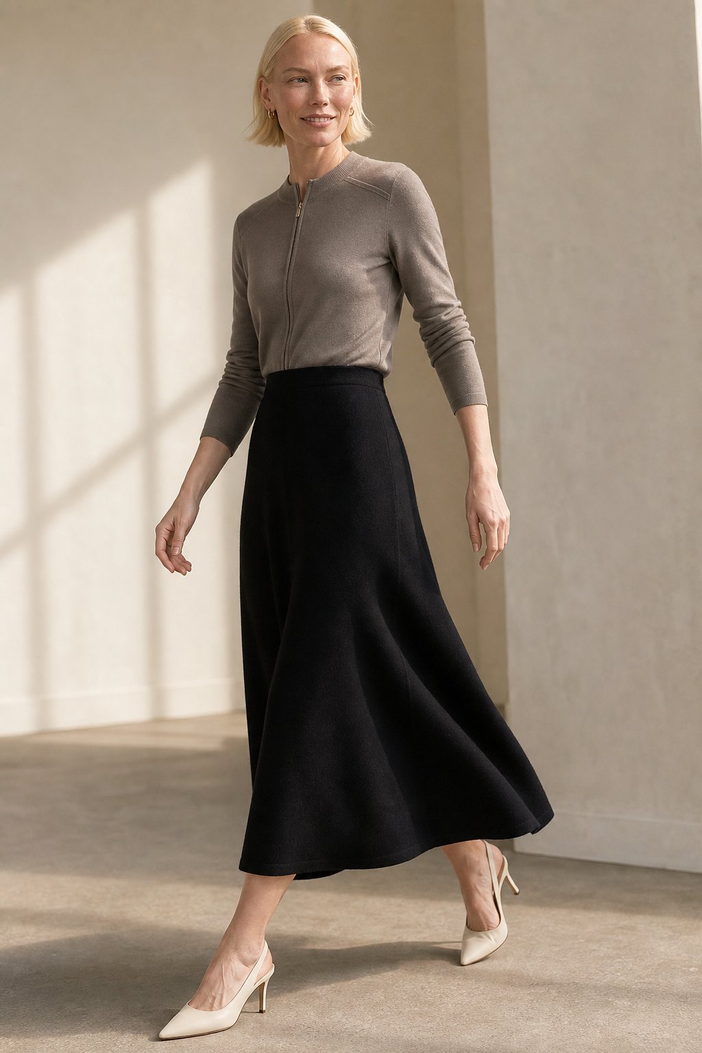 Executive Wool Skirt — Black, banana_republic product shot