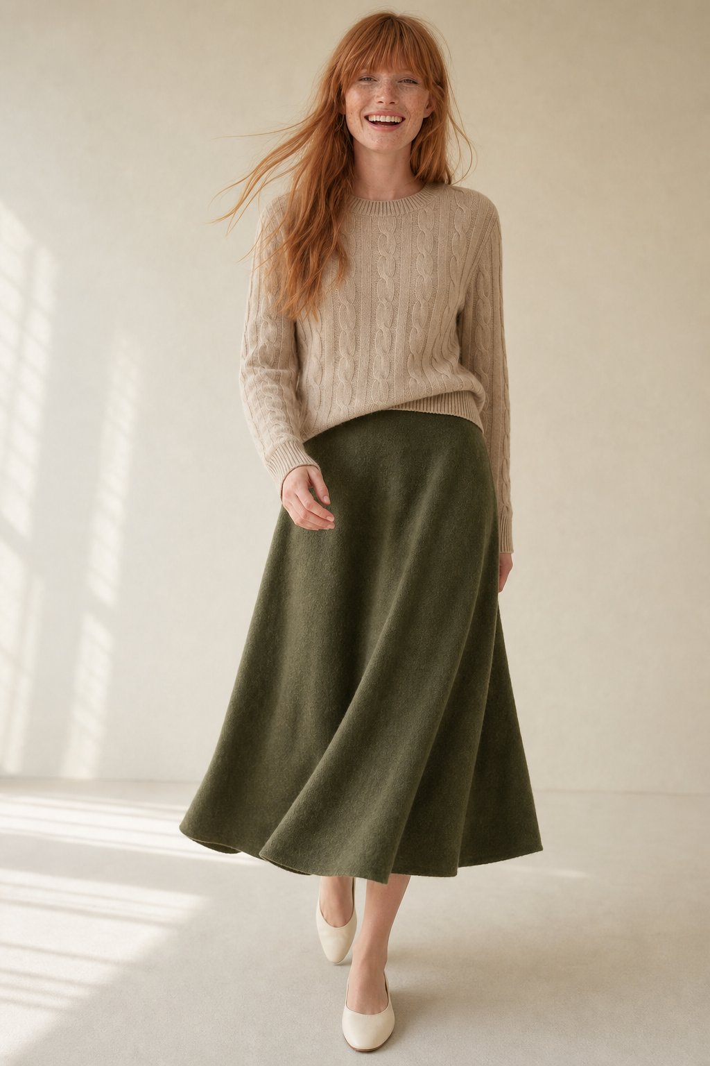 Executive Wool Skirt — Olive, banana_republic product shot