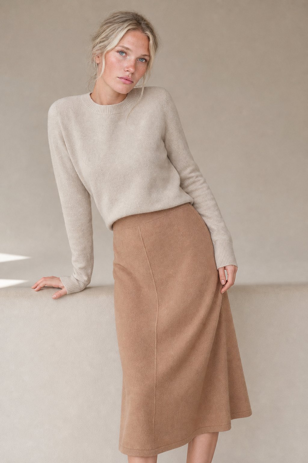 Executive Wool Skirt — Khaki, banana_republic product shot