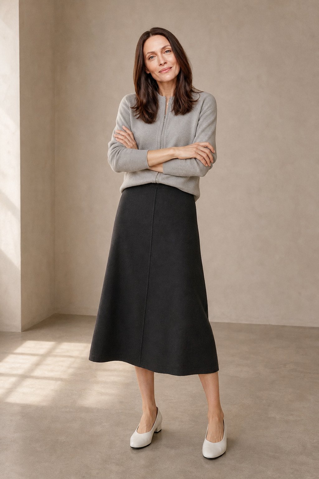 Executive Wool Skirt — Gray, banana_republic product shot