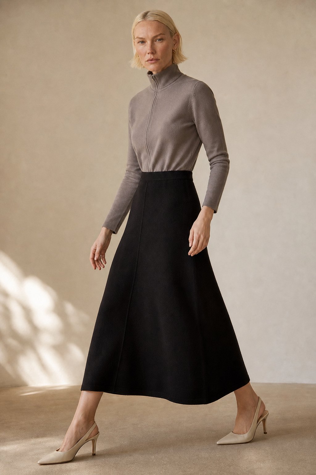Executive Wool Skirt — Black, banana_republic product shot