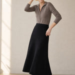 Executive Wool Skirt — Black, banana_republic product shot