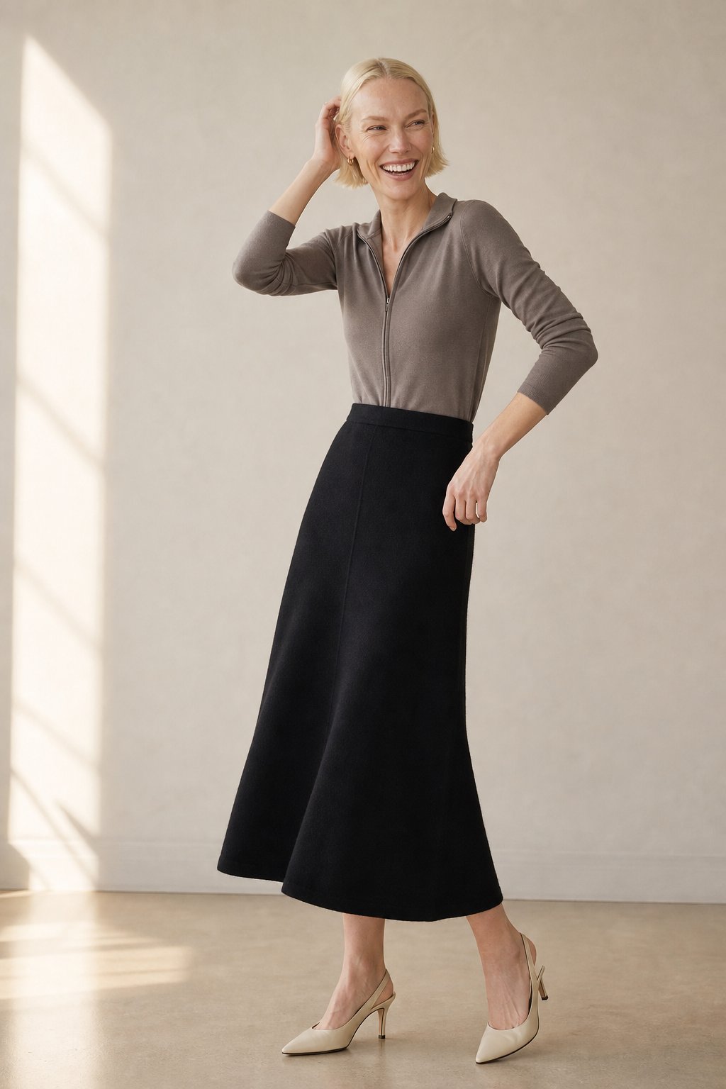 Executive Wool Skirt — Black, banana_republic product shot