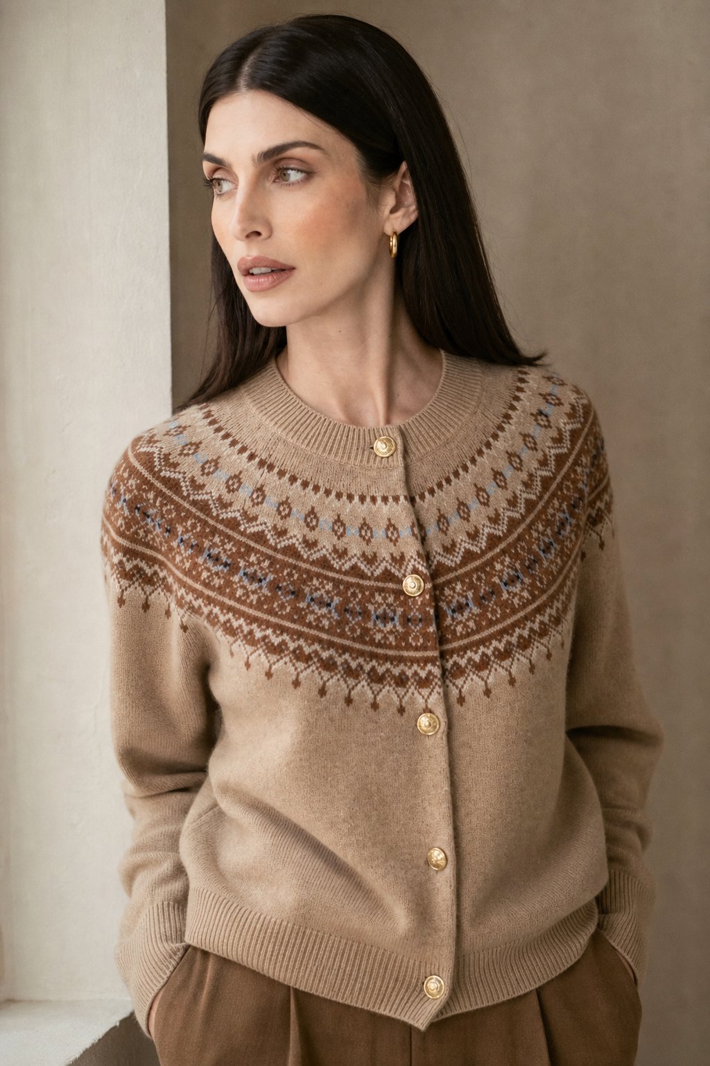 Faircrest Cashmere Cardigan — Brown, banana_republic product shot