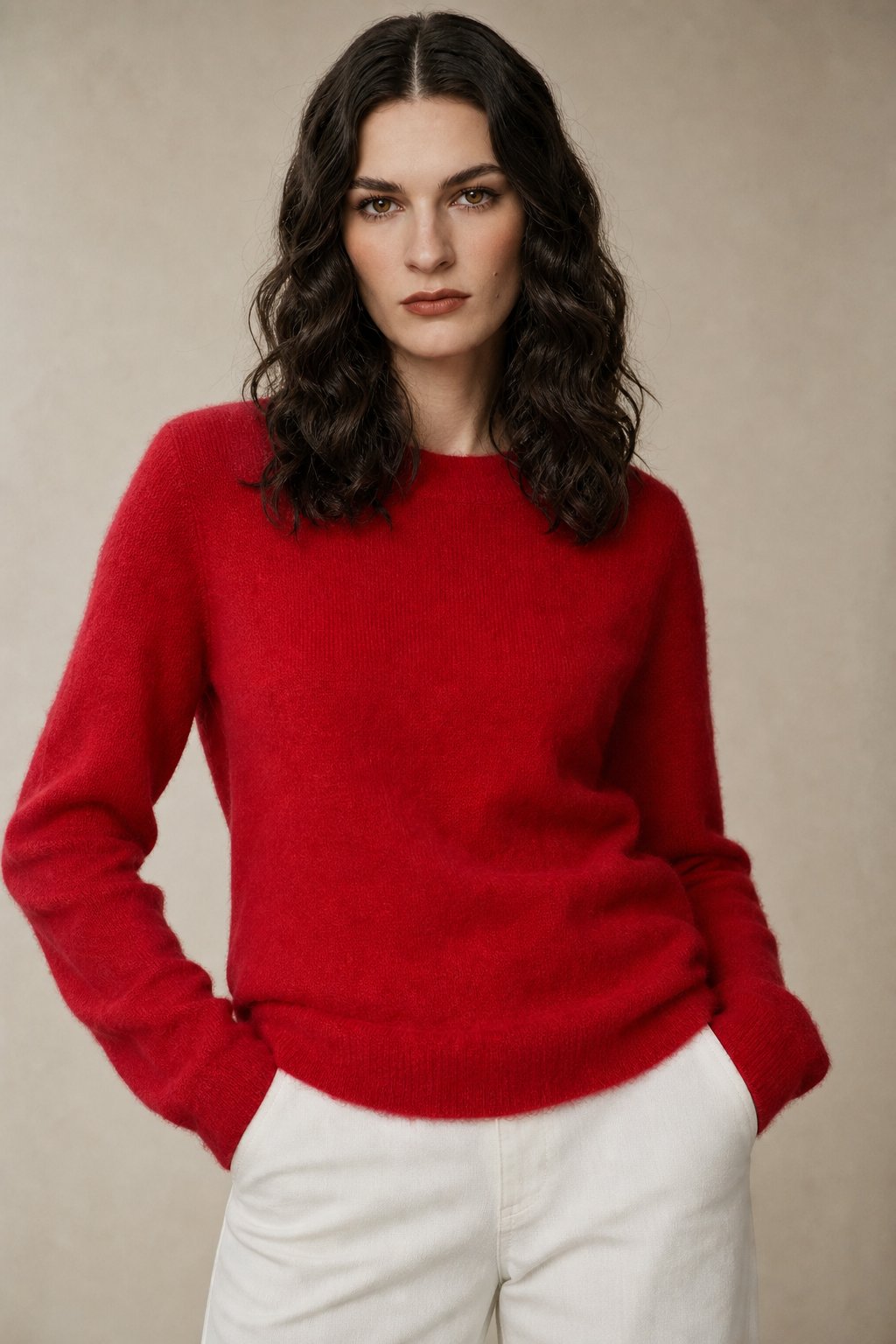 Fenra Mohair Crewneck — Red, banana_republic product shot