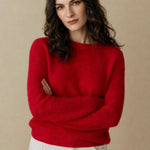 Fenra Mohair Crewneck — Red, banana_republic product shot