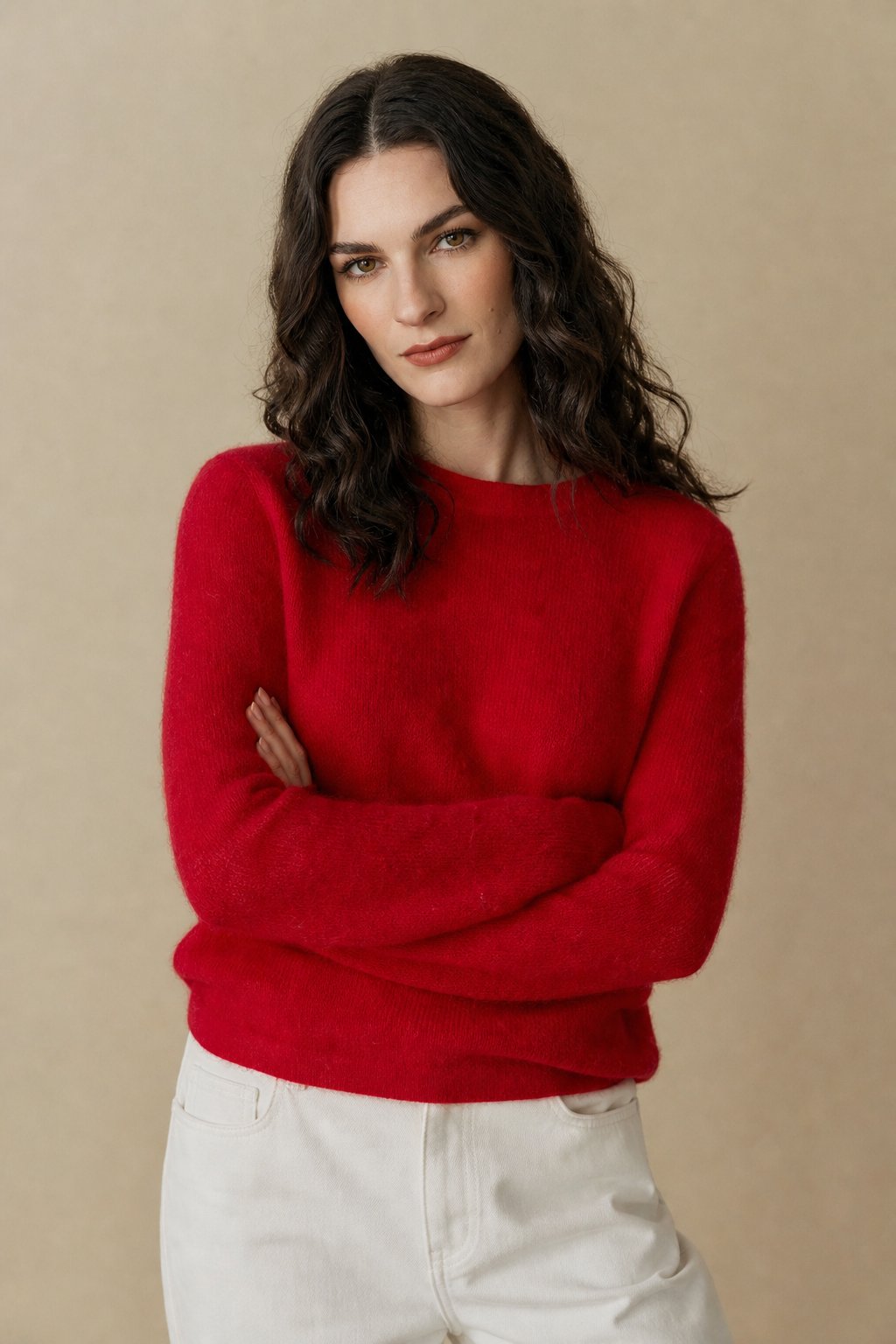 Fenra Mohair Crewneck — Red, banana_republic product shot