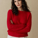 Fenra Mohair Crewneck — Red, banana_republic product shot