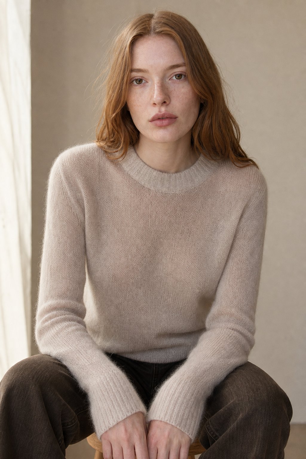 Fenra Mohair Crewneck — khaki, banana_republic product shot