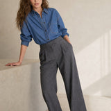Firenze Wide Leg Draped Pants — Gray, studio product shot
