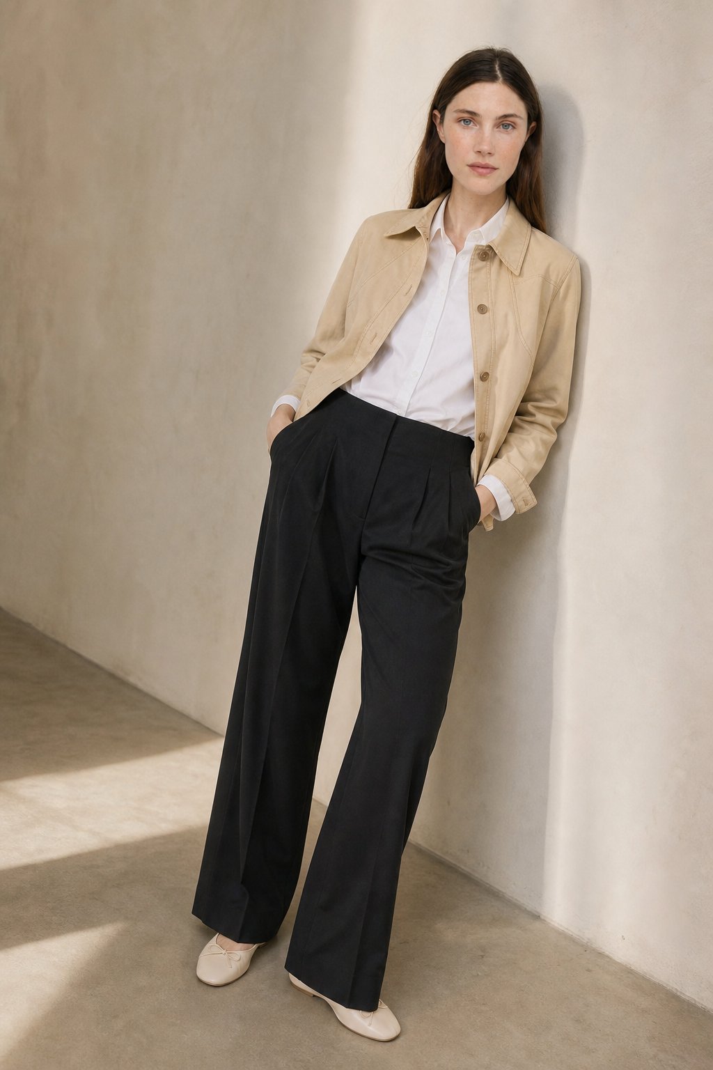Firenze Wide Leg Draped Pants — Black, studio product shot