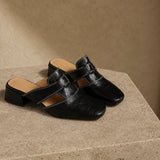 Fjord Italian Leather Square-Toe Mule — Black, shoe_pedestal product shot