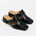 Fjord Italian Leather Square-Toe Mule — Black, studio product shot